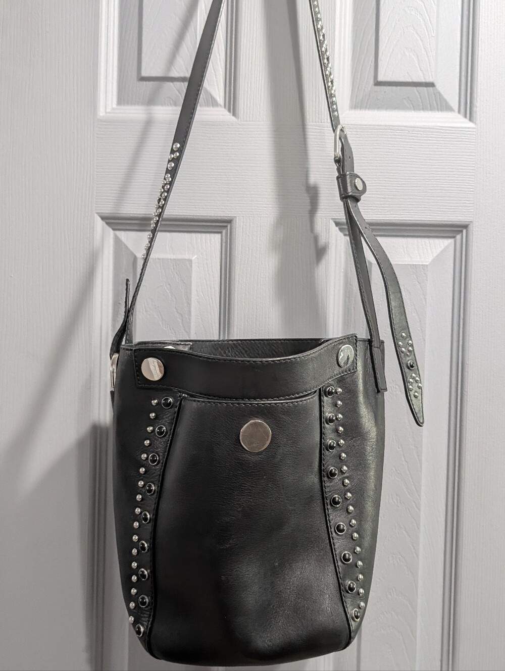 3.1 Phillip Lim Dolly Small Studded Bucket Tote Bag Black Leather AS17-A073NPS